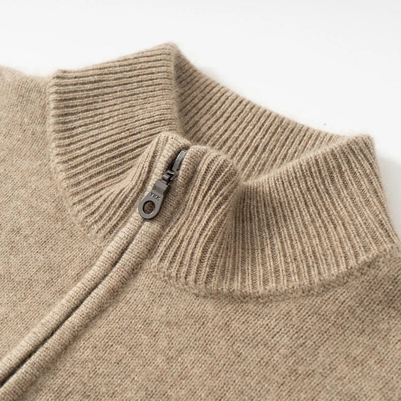 Knit Sweater – Cable Texture And Zip Neck For Movement