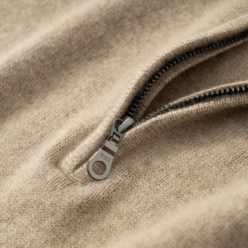 Knit Sweater – Cable Texture And Zip Neck For Movement