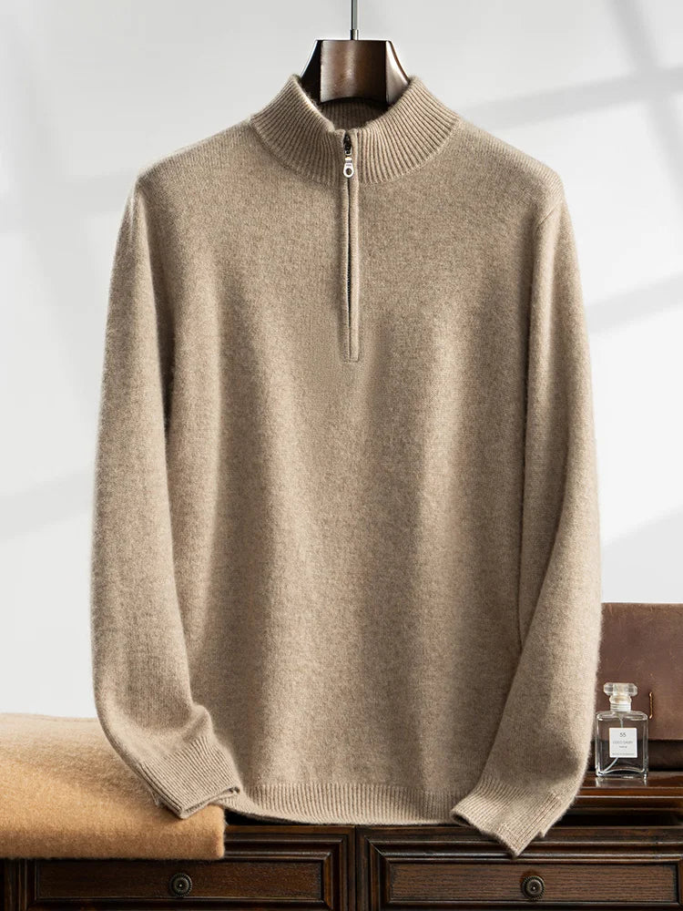 Knit Sweater – Cable Texture And Zip Neck For Movement