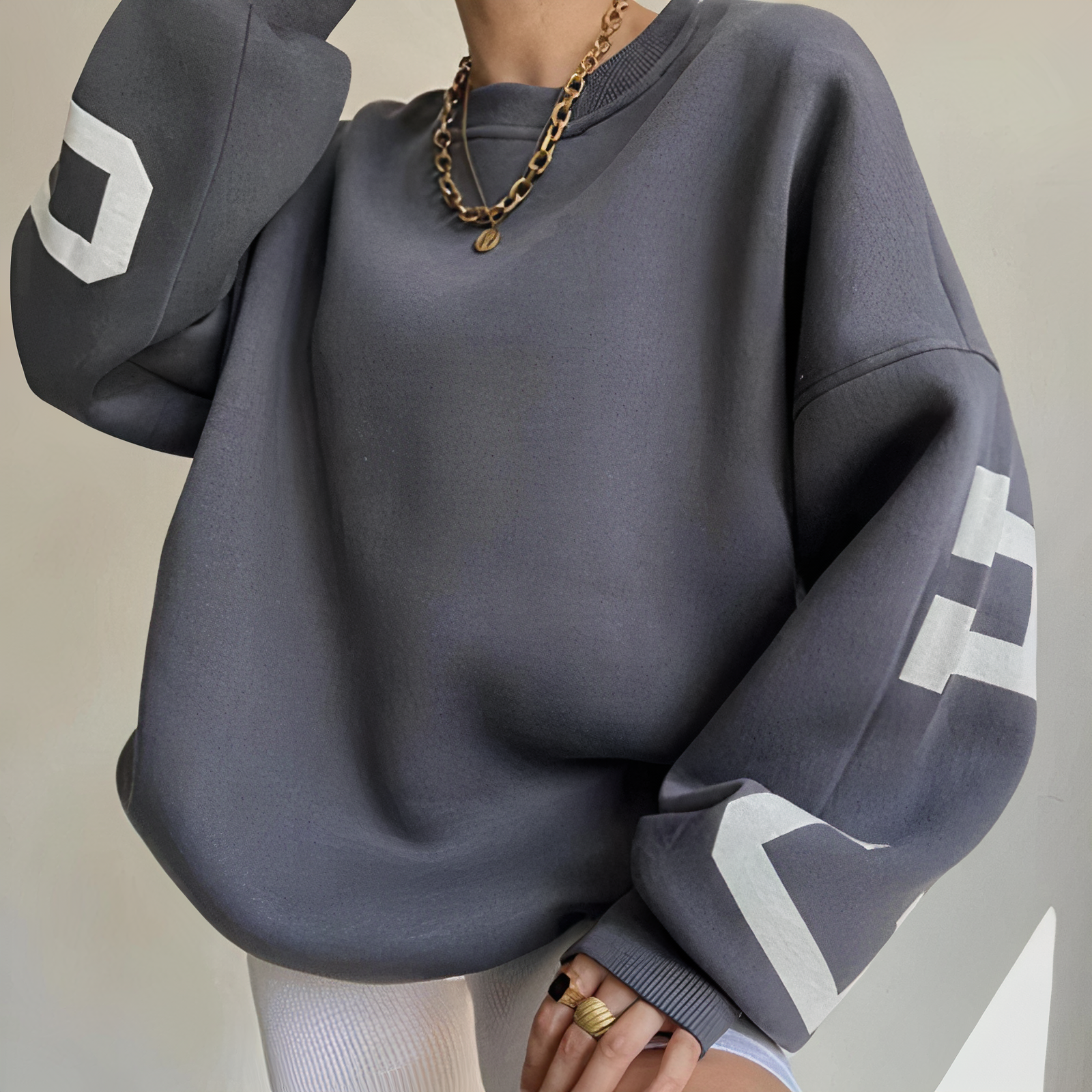 Knit Sweater - Crew Neck, Dropped Shoulders & Roomy Fit