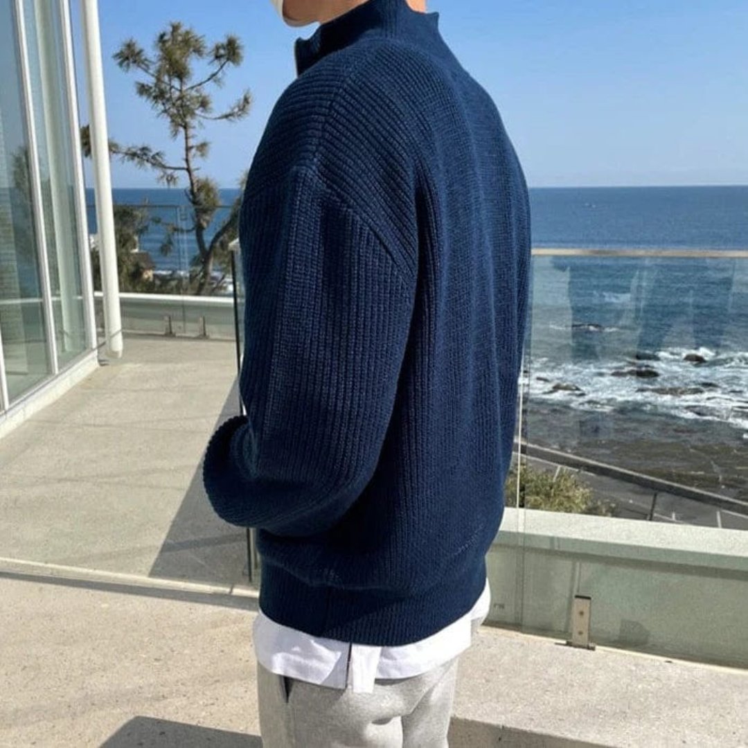 Knit Sweater - Half Zip Neck & Adjustable Coverage