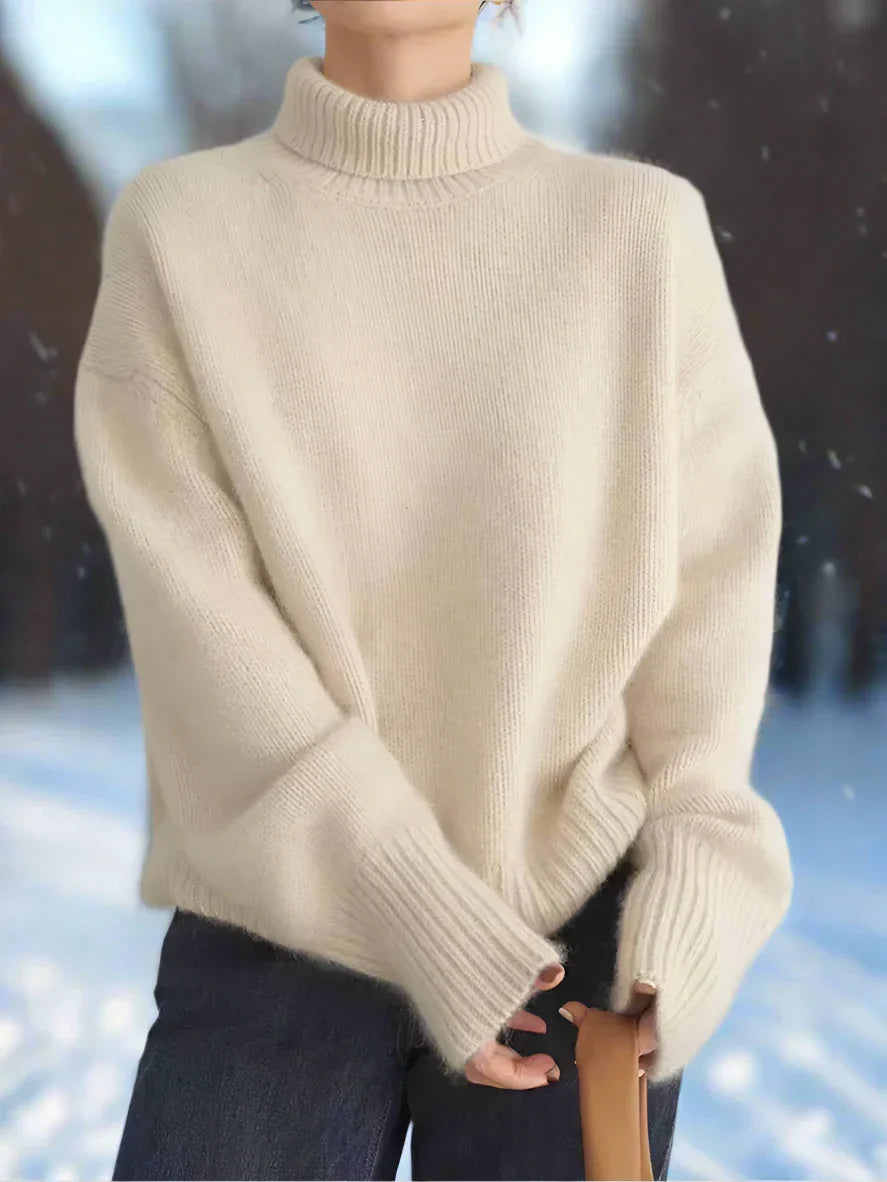 Knit Sweater – High Neck & Smooth Drape For Warmth