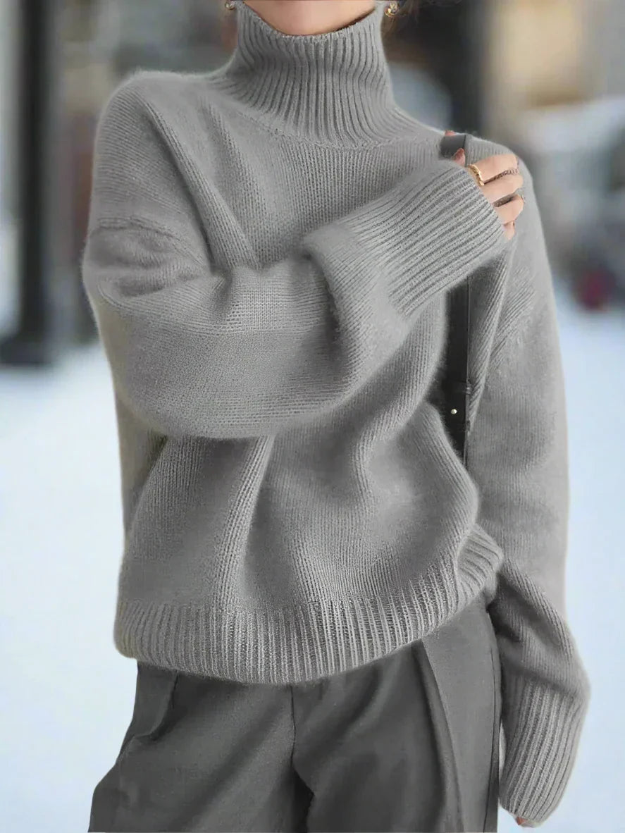 Knit Sweater – High Neck & Smooth Drape For Warmth
