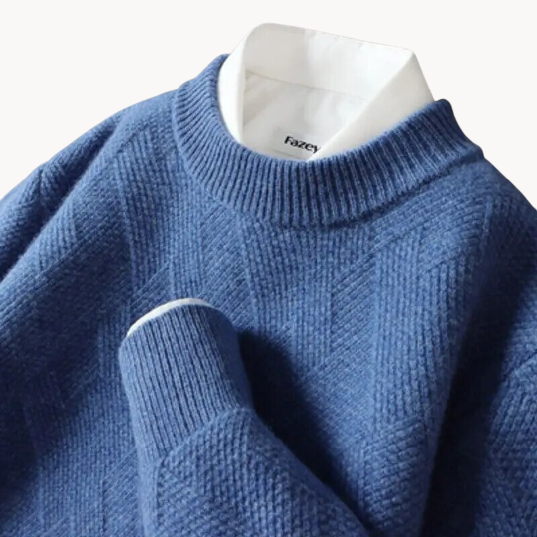 Knit Sweater - Natural Viscose Jacquard & Breathable Drape