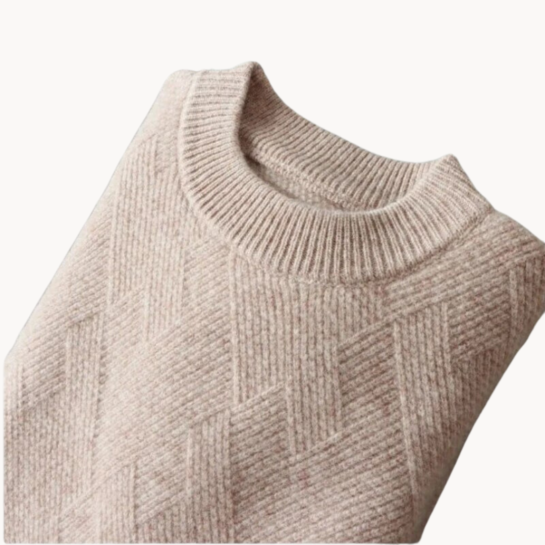 Knit Sweater - Natural Viscose Jacquard & Breathable Drape