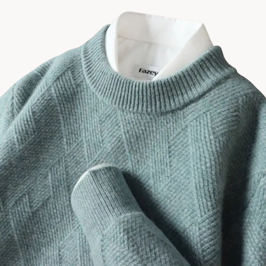 Knit Sweater - Natural Viscose Jacquard & Breathable Drape