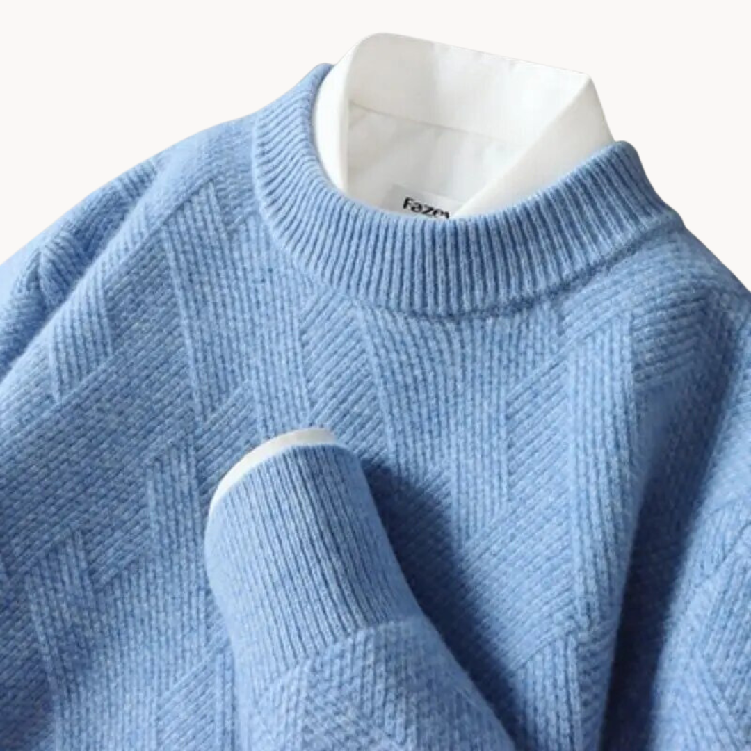 Knit Sweater - Natural Viscose Jacquard & Breathable Drape