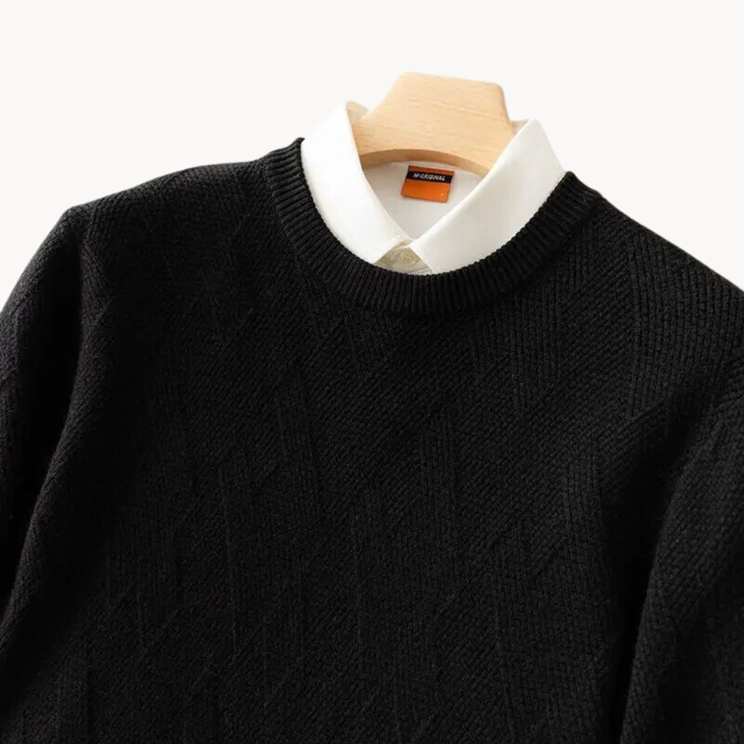 Knit Sweater - Natural Viscose Jacquard & Breathable Drape