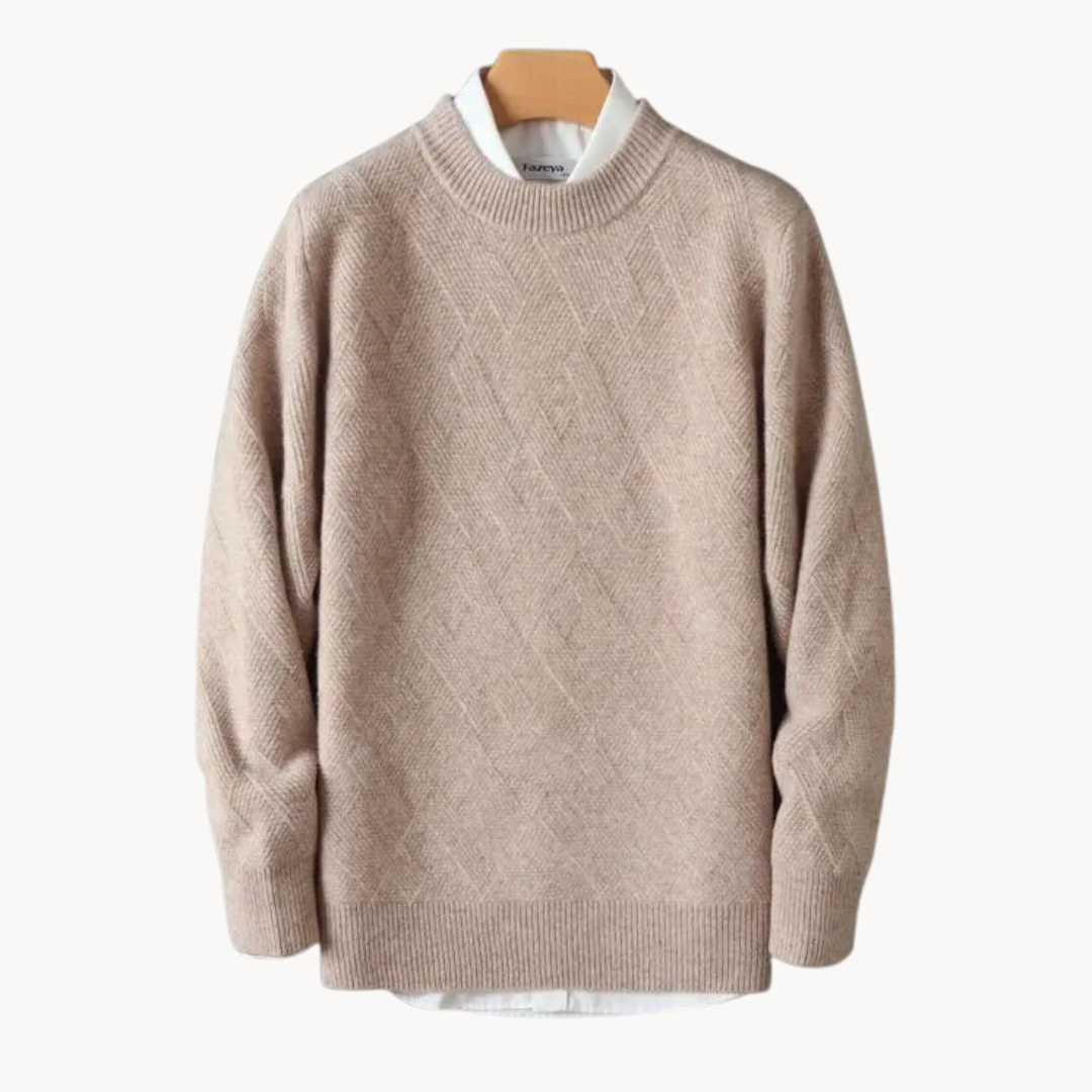 Knit Sweater - Natural Viscose Jacquard & Breathable Drape