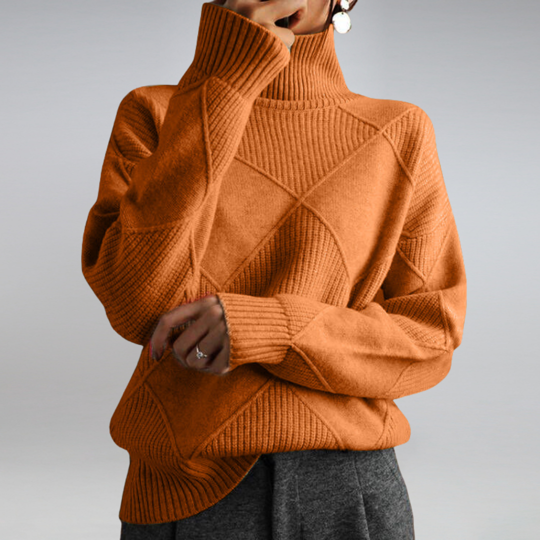 Knit Sweater - Raised Turtleneck & Warm Neck Coverage