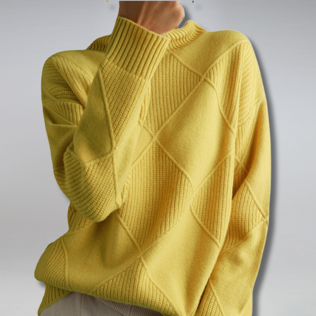 Knit Sweater - Raised Turtleneck & Warm Neck Coverage