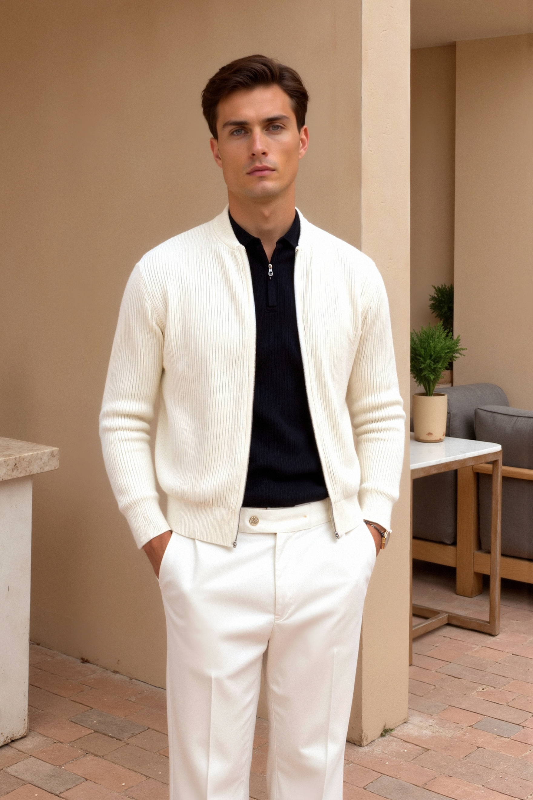 Knit Sweater - Soft Blend Fine Rib & Flexible Shape