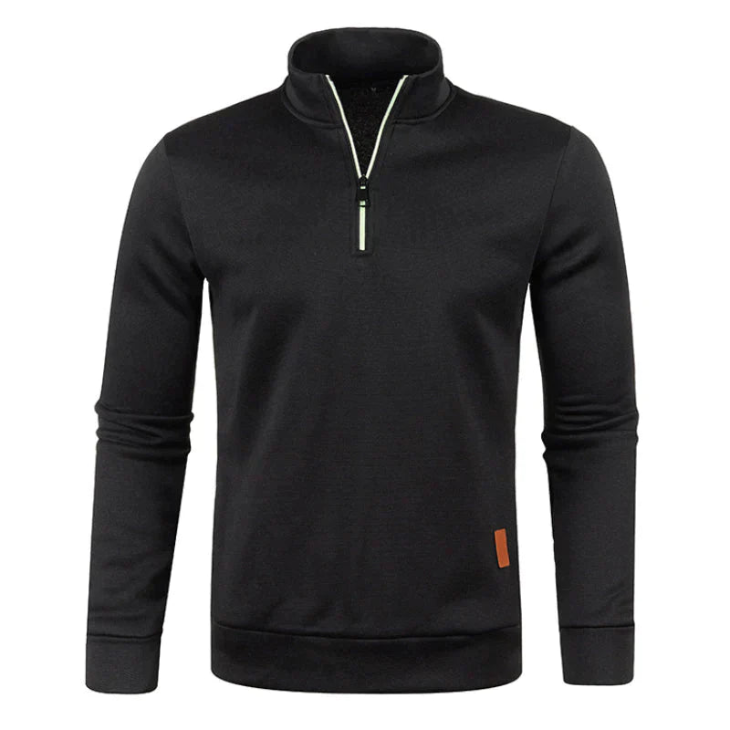 Knit Sweater – Structured Polo Collar & Heat Retention
