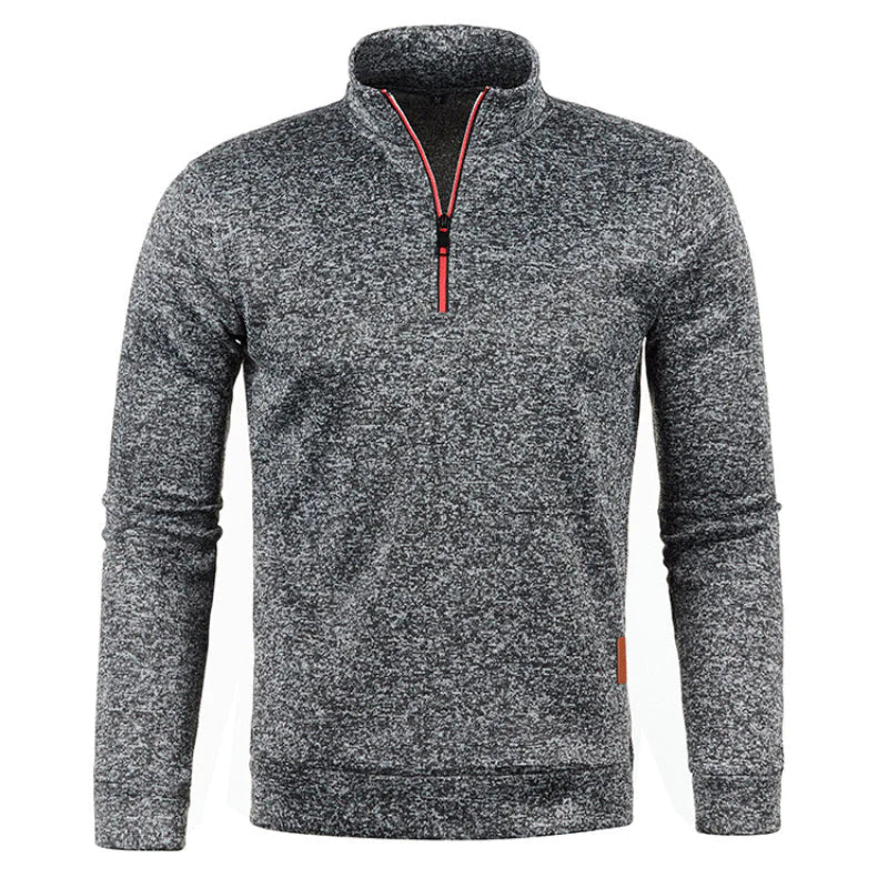Knit Sweater – Structured Polo Collar & Heat Retention