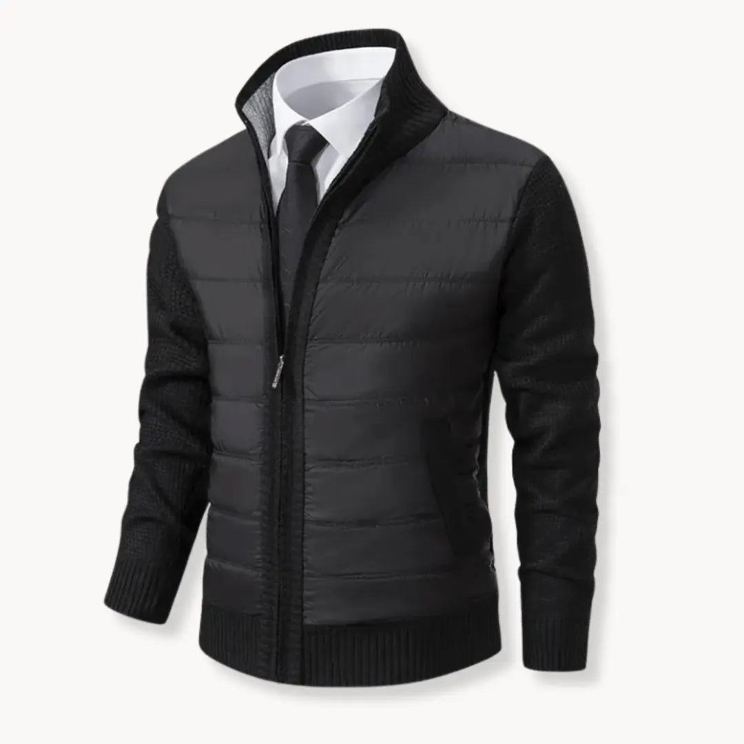 Knit Sweater - Zip Front And Ribbed Trim For Easy Wear