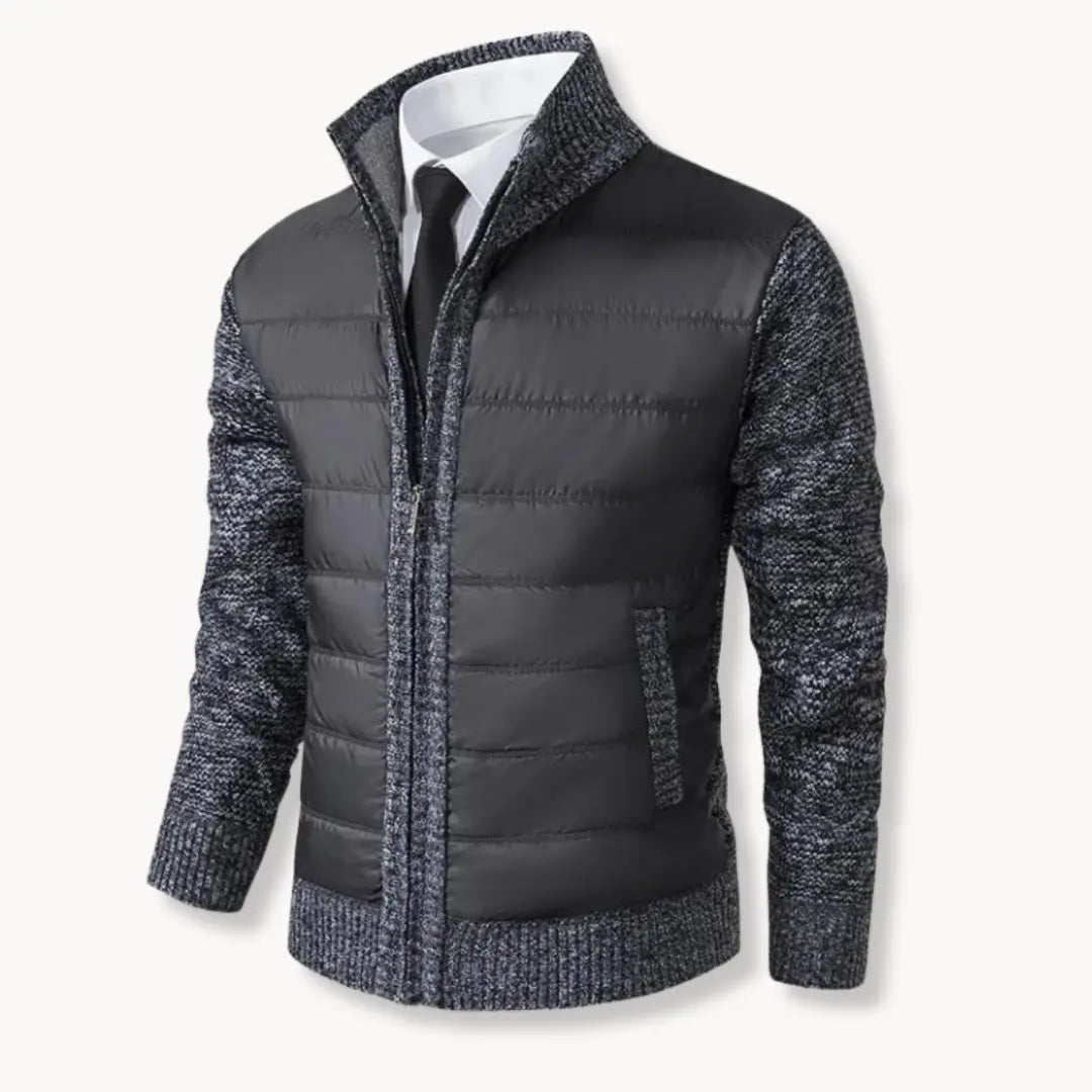 Knit Sweater - Zip Front And Ribbed Trim For Easy Wear