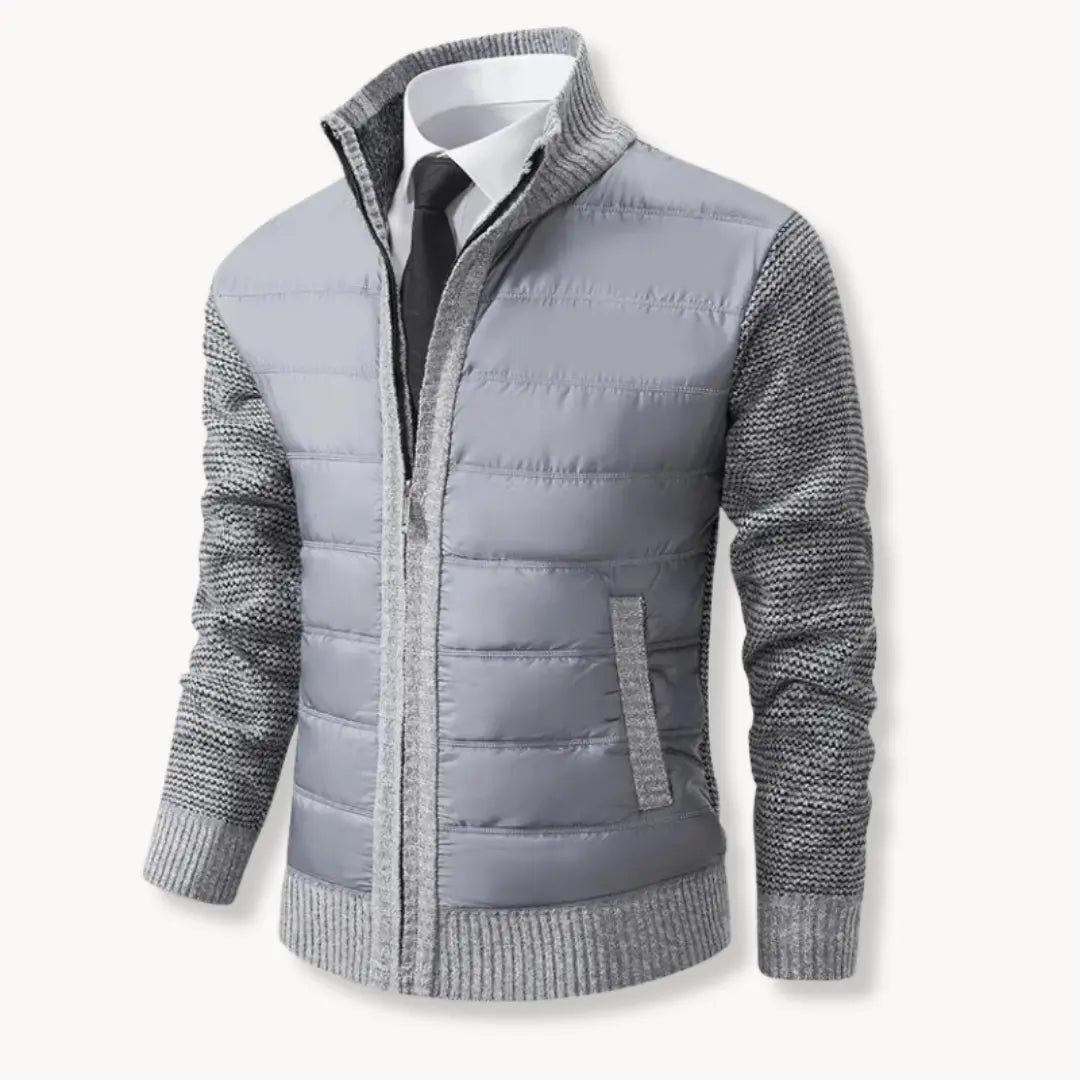 Knit Sweater - Zip Front And Ribbed Trim For Easy Wear