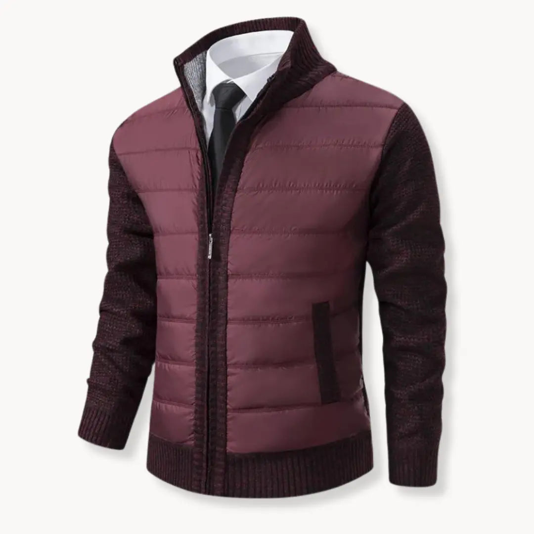 Knit Sweater - Zip Front And Ribbed Trim For Easy Wear