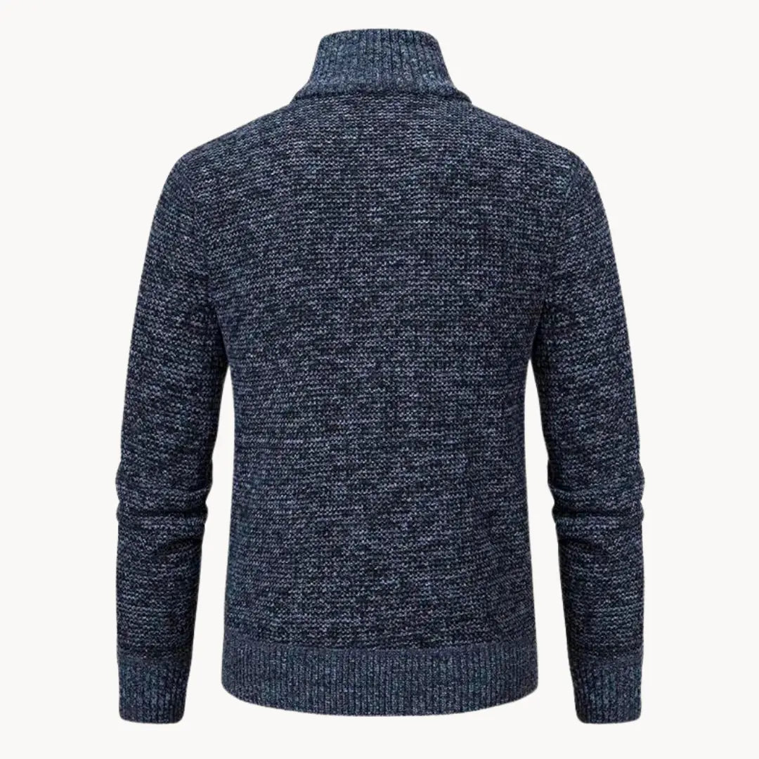 Knit Sweater - Zip Front And Ribbed Trim For Easy Wear