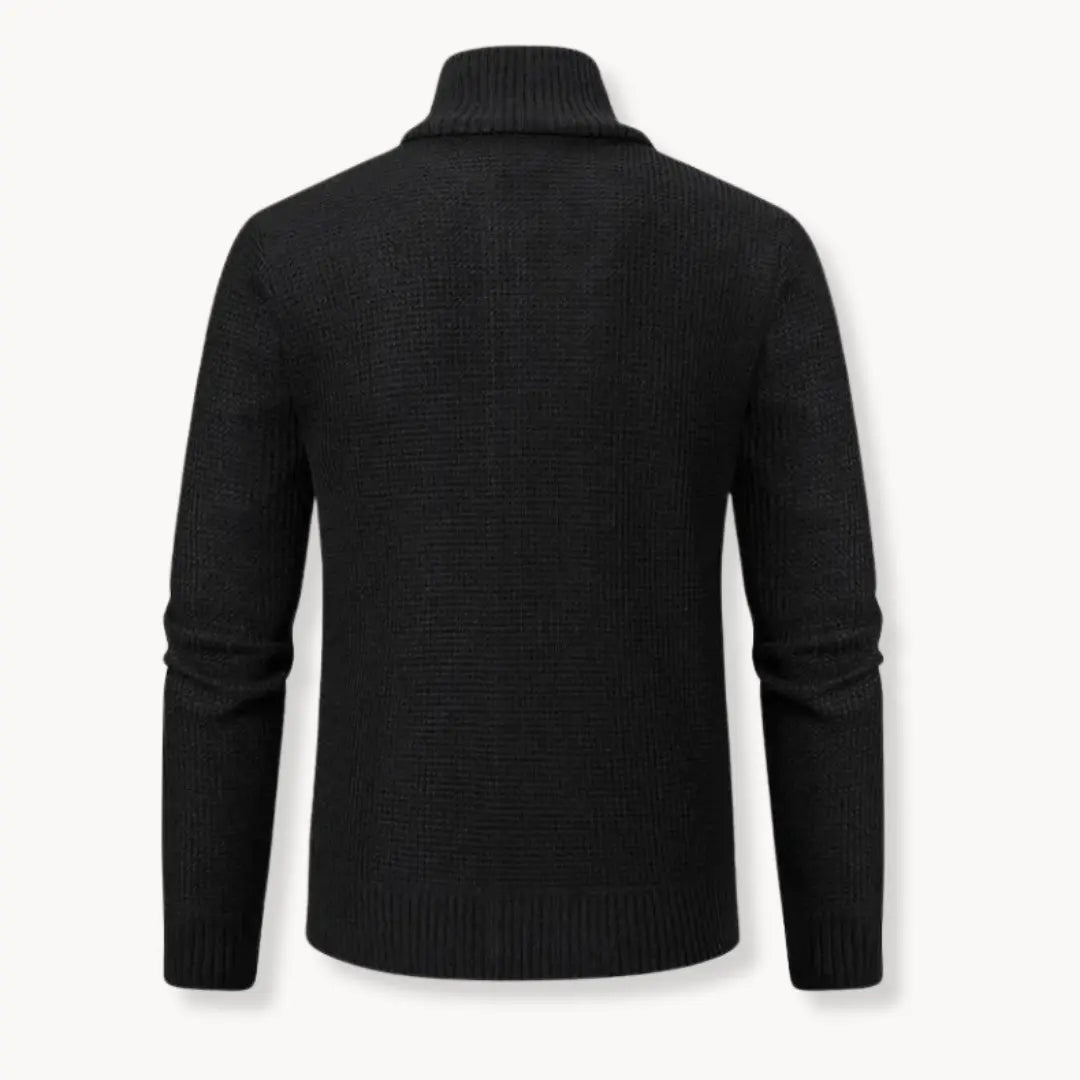 Knit Sweater - Zip Front And Ribbed Trim For Easy Wear