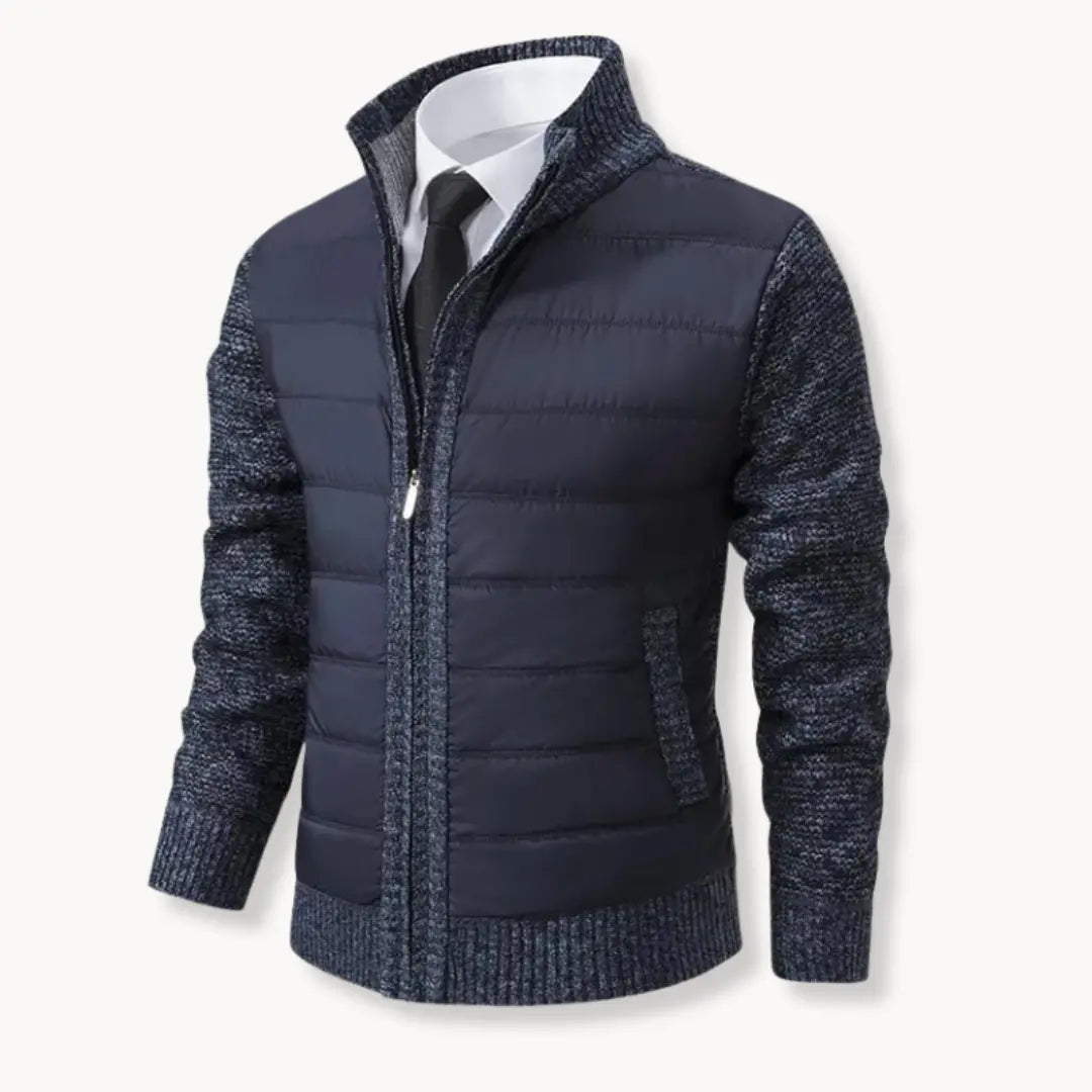 Knit Sweater - Zip Front And Ribbed Trim For Easy Wear