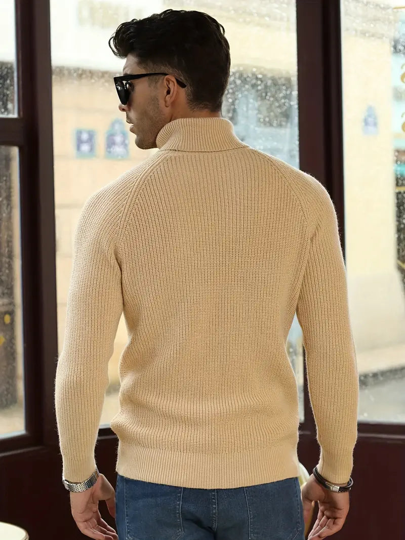 Knitted Sweater - Cable Turtleneck & Thermal Retention