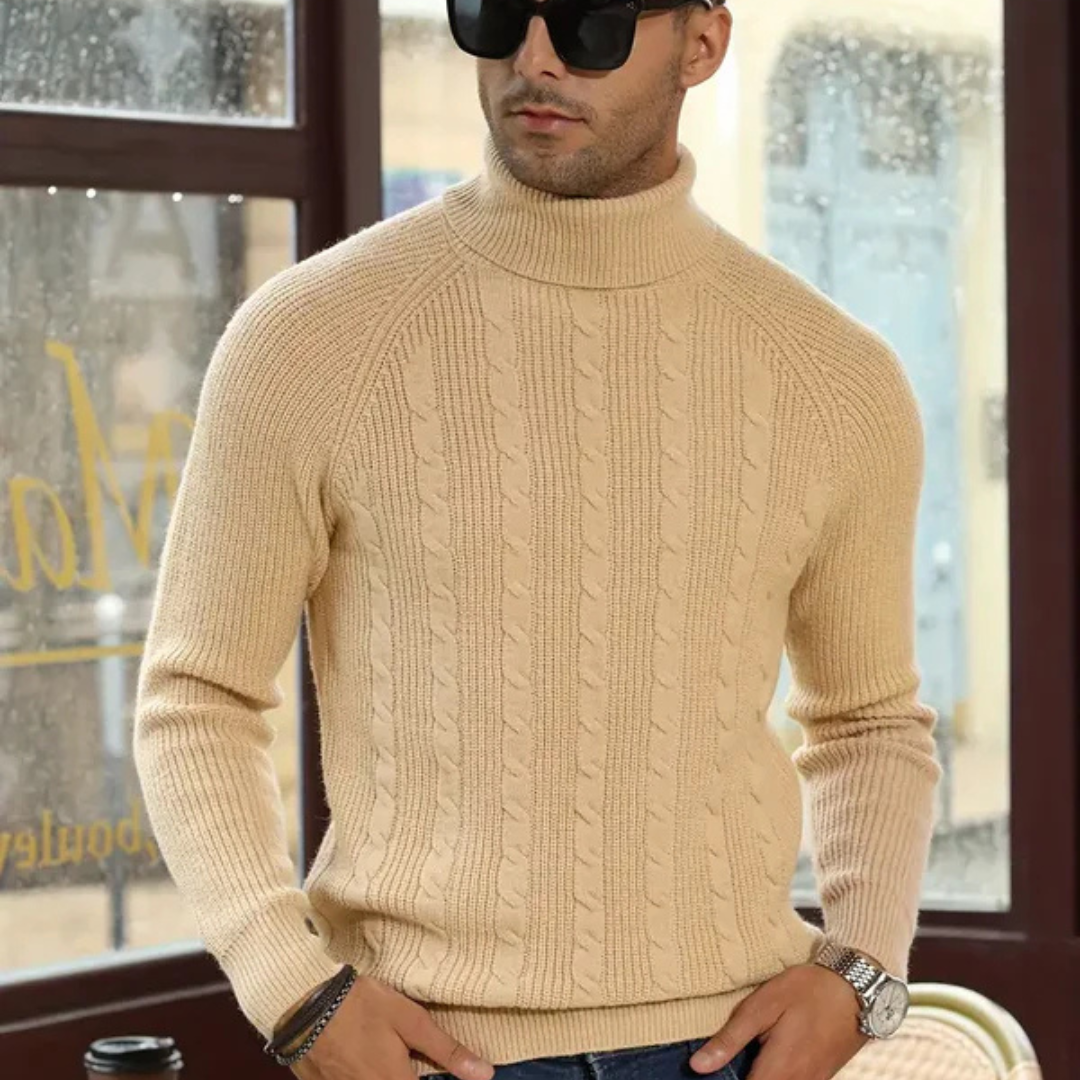 Knitted Sweater - Cable Turtleneck & Thermal Retention