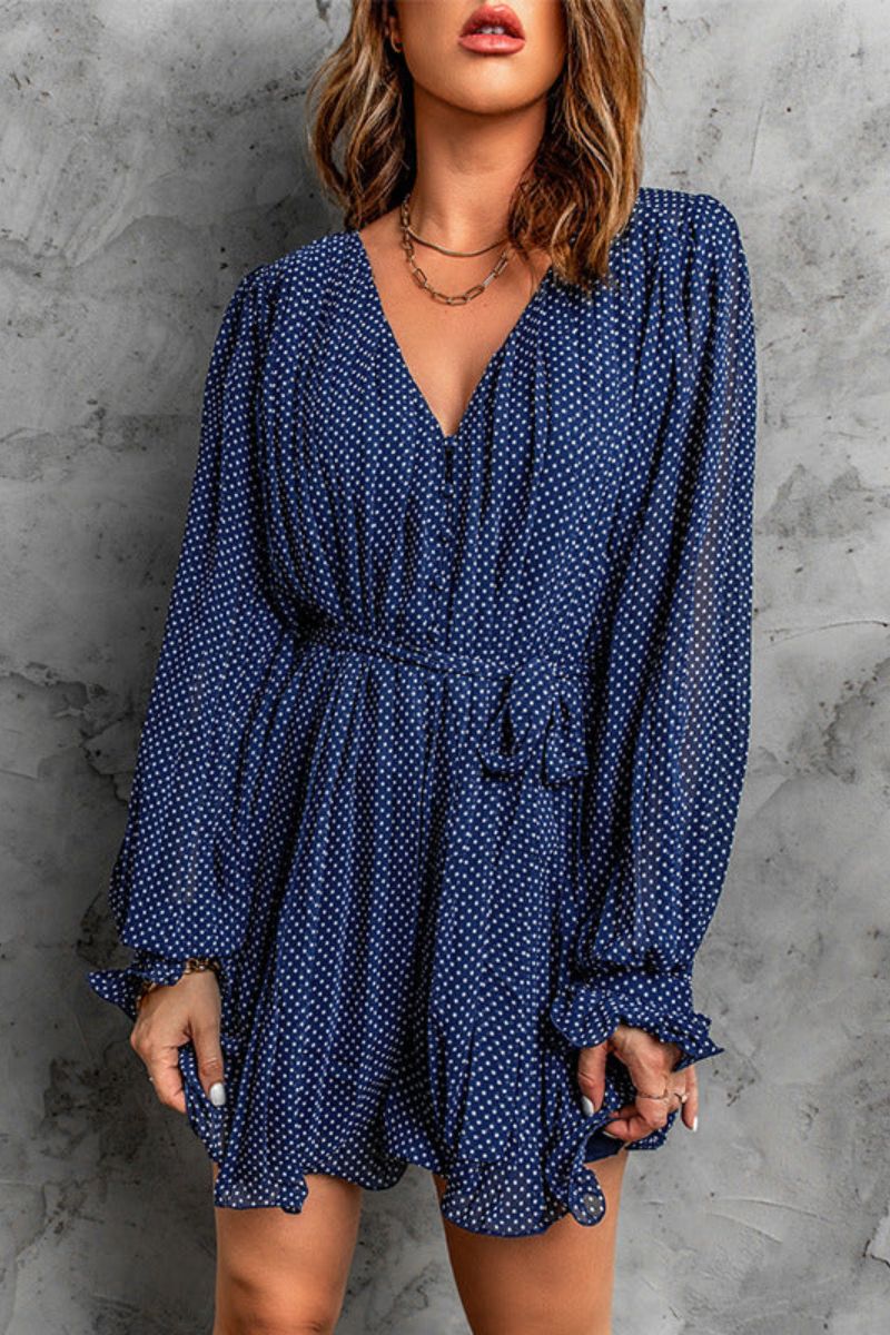 Lace-Blend Dress - V Neck Layered Ruffles And Airy Movement