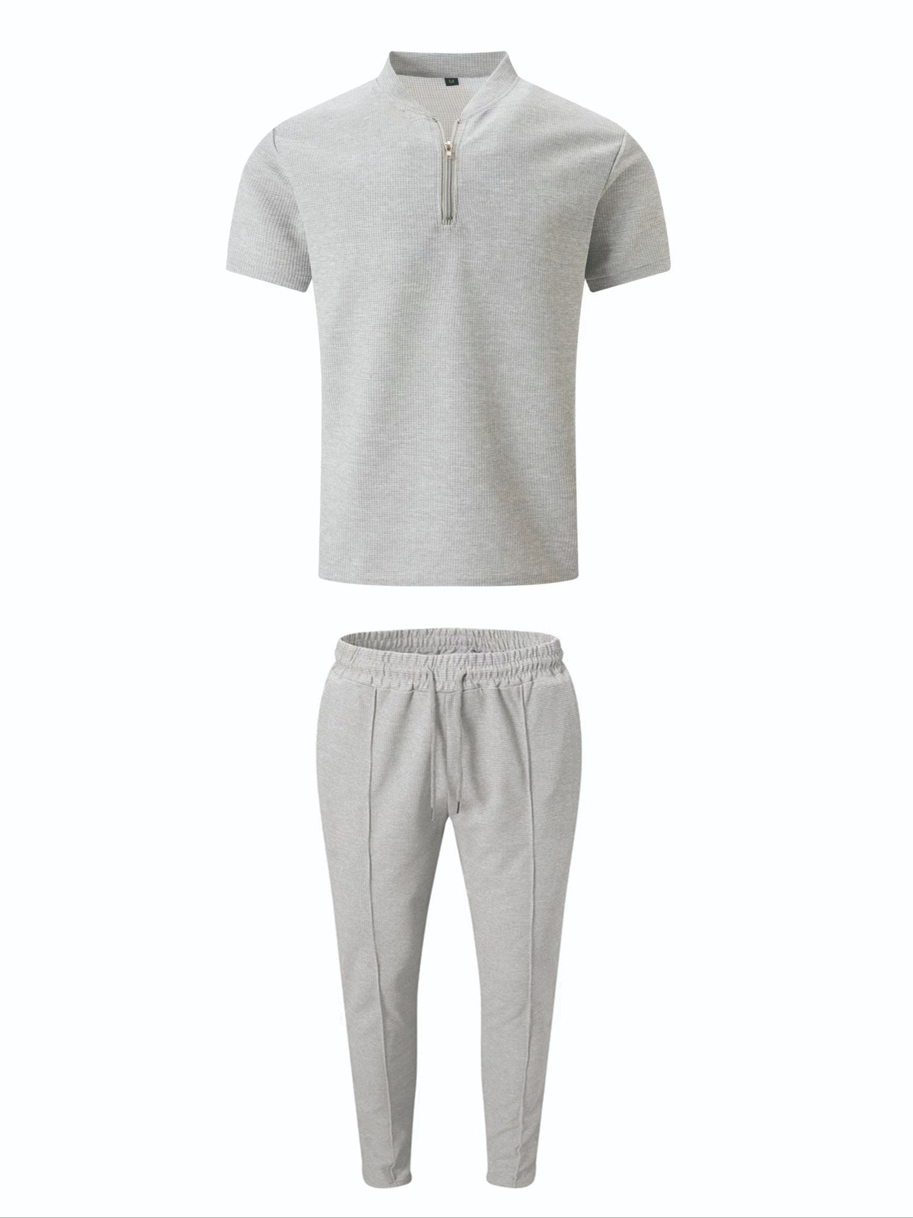 Leisure Set - Short Sleeve Shirt And Tailored Slim Fit