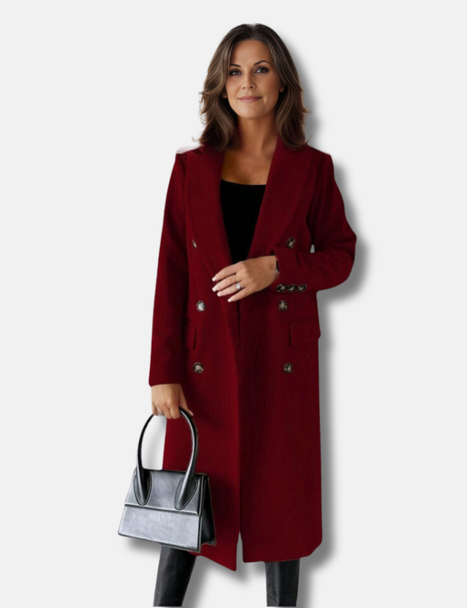 Long Coat - Durable Blend Double Breasted & Hand Pockets