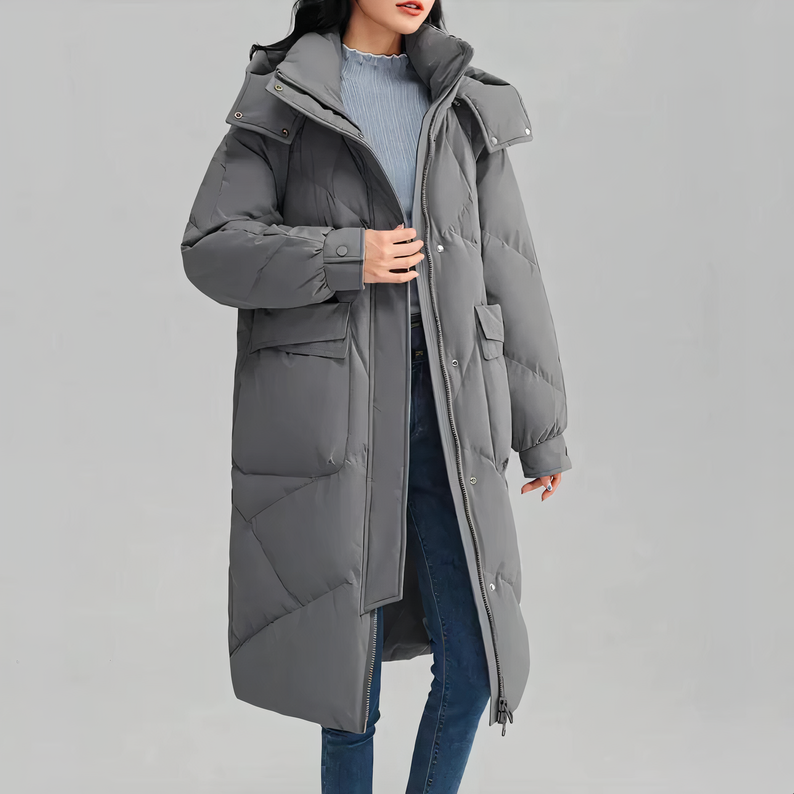 Long Puffer Coat - Quilted Fill Channels And Extra Warmth