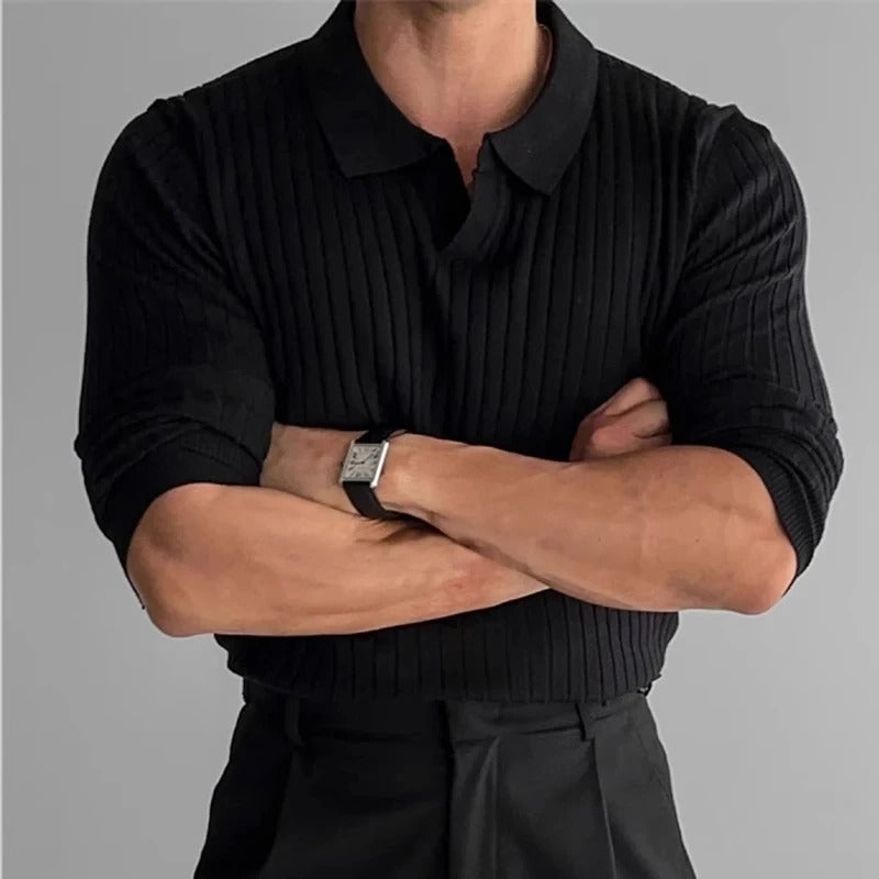 Long Sleeve Polo - V Neck Collar & Easy Movement Support