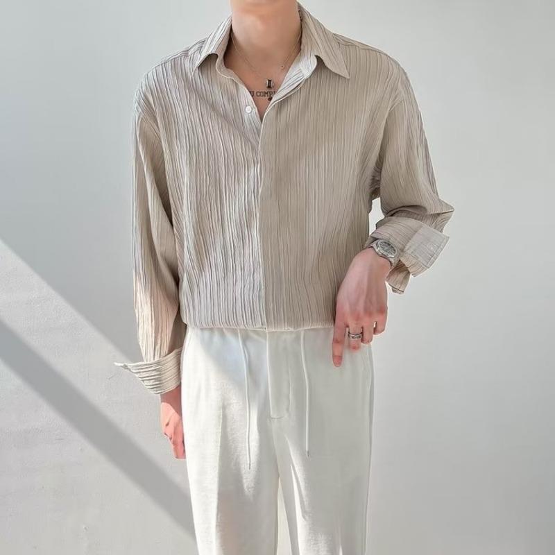 Long Sleeve Shirt - Polyester Blend Crinkle And Easy Motion