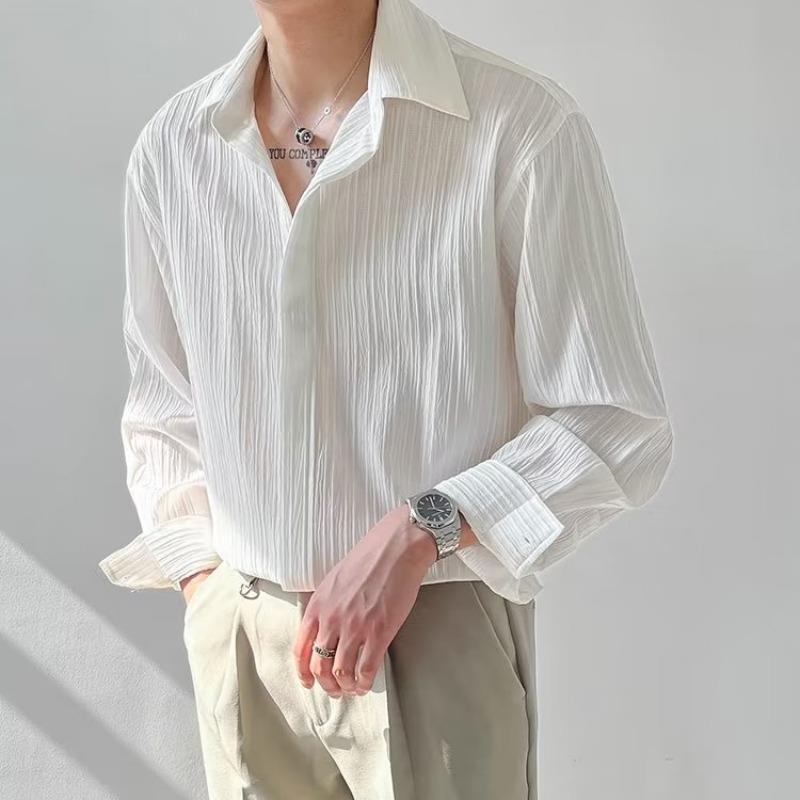 Long Sleeve Shirt - Polyester Blend Crinkle And Easy Motion