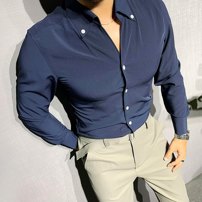 Long Sleeve Shirt - Solid Front And Breathable Comfort