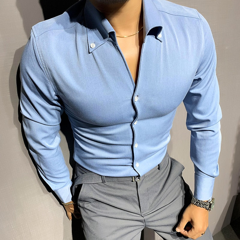 Long Sleeve Shirt - Solid Front And Breathable Comfort