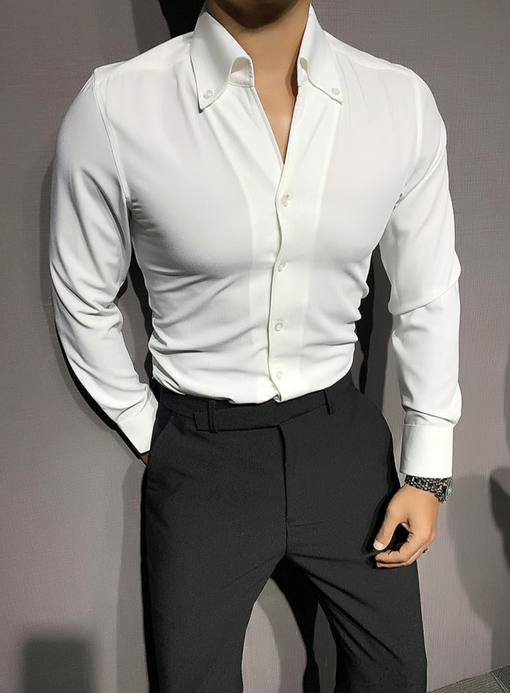 Long Sleeve Shirt - Solid Front And Breathable Comfort