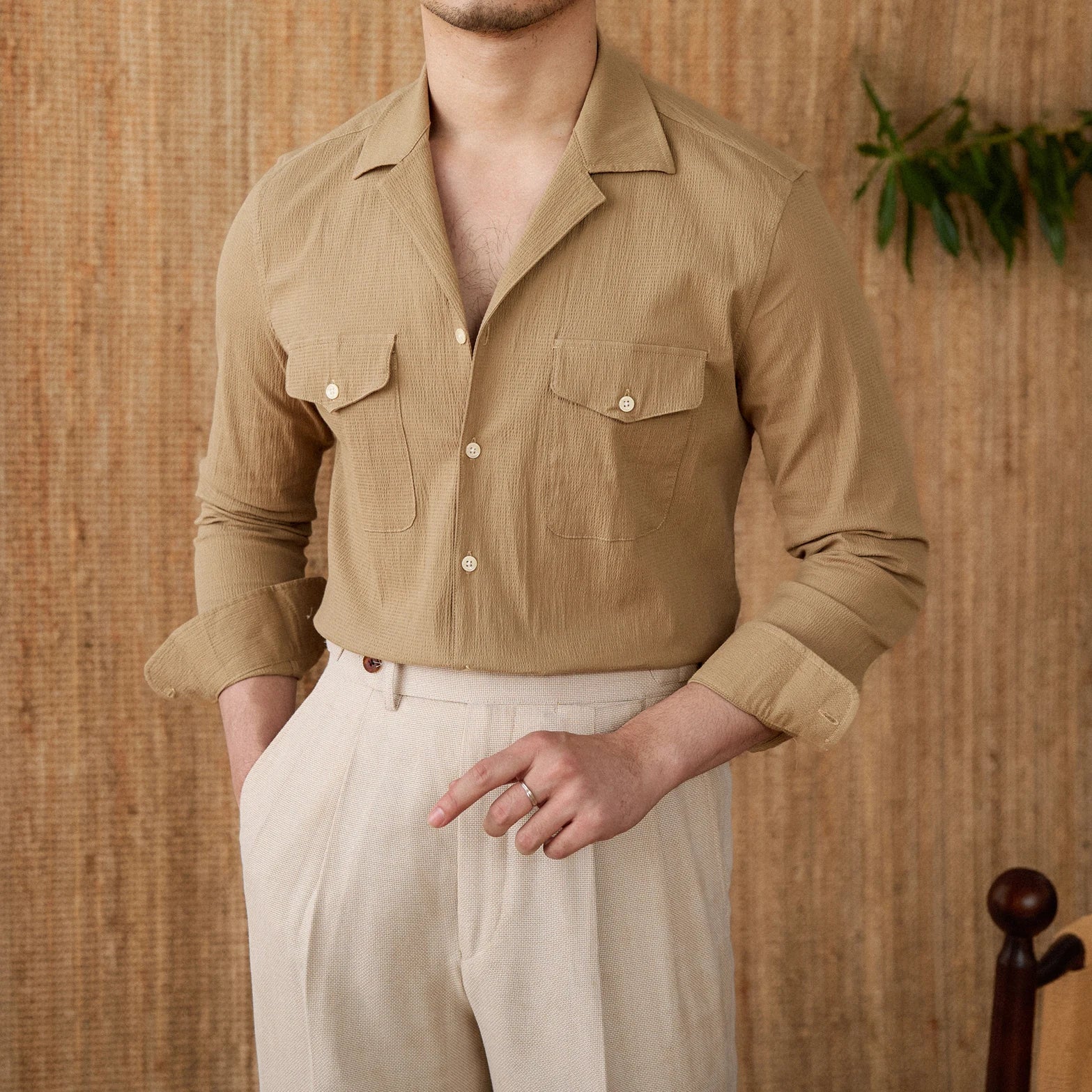 Long Sleeve Shirt - Structured Front & Chest Pocket Storage