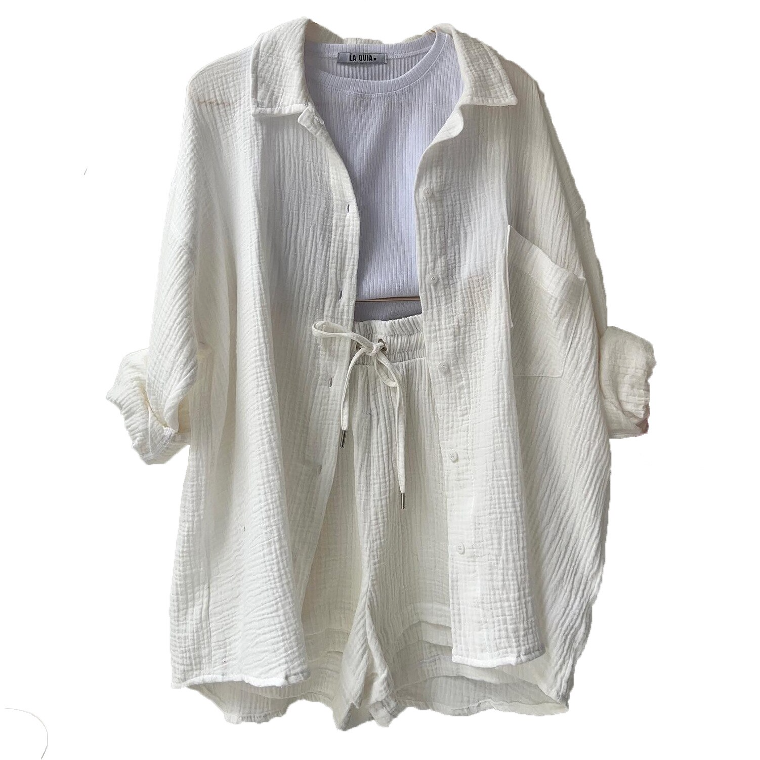 Lounge Set - Relaxed Breathable Shirt & Drawstring Waist