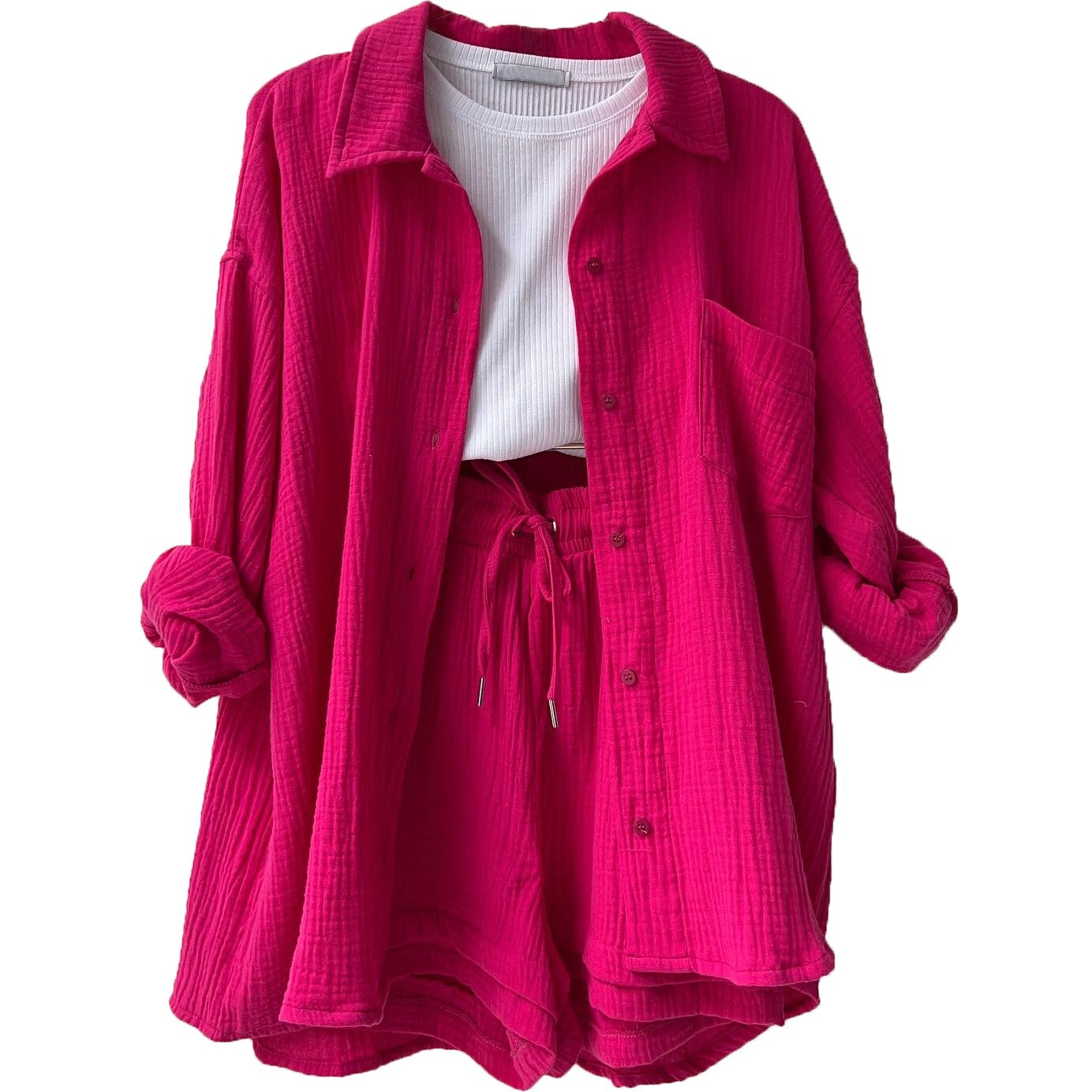 Lounge Set - Relaxed Breathable Shirt & Drawstring Waist
