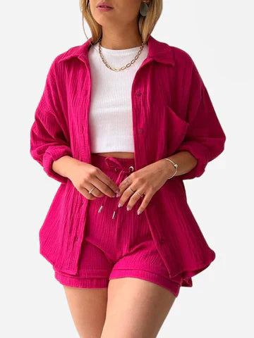 Lounge Set - Relaxed Breathable Shirt & Drawstring Waist
