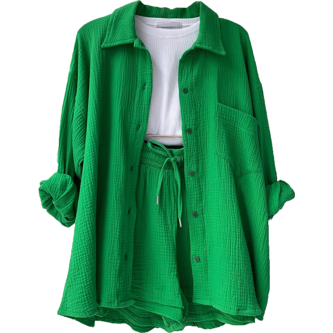 Lounge Set - Relaxed Breathable Shirt & Drawstring Waist