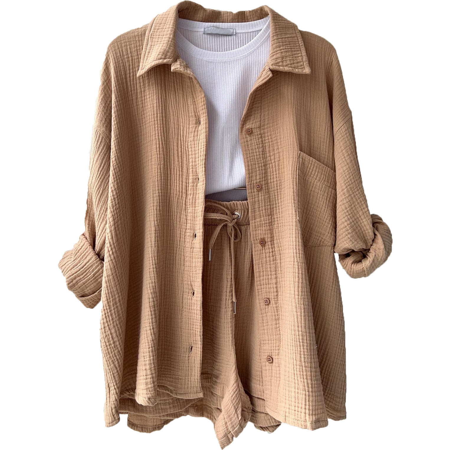 Lounge Set - Relaxed Breathable Shirt & Drawstring Waist