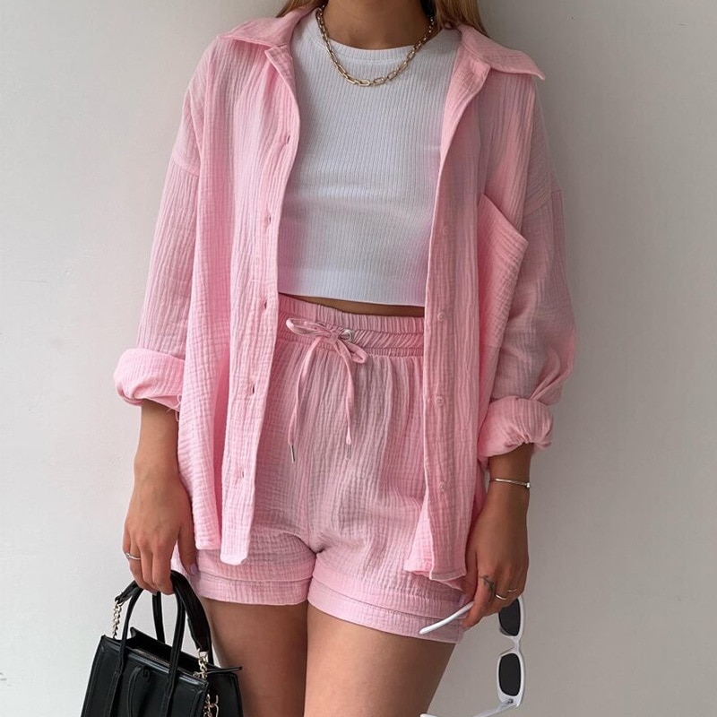 Lounge Set - Relaxed Breathable Shirt & Drawstring Waist