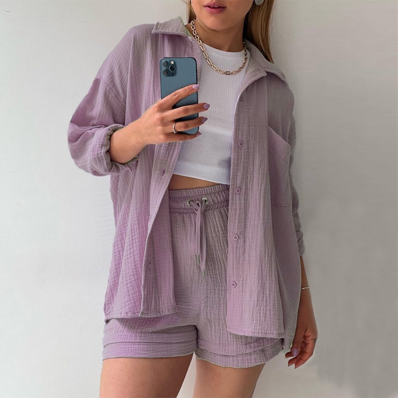 Lounge Set - Relaxed Breathable Shirt & Drawstring Waist
