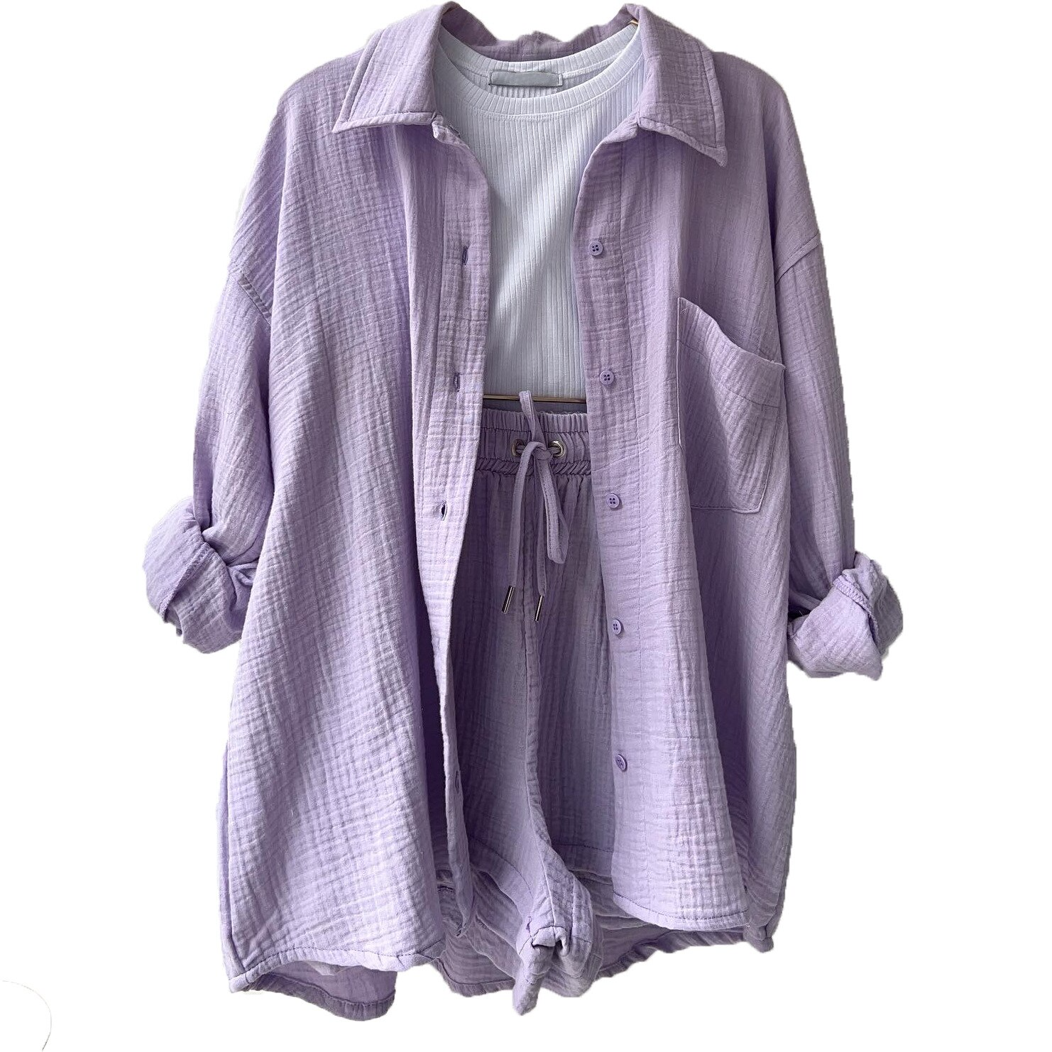 Lounge Set - Relaxed Breathable Shirt & Drawstring Waist
