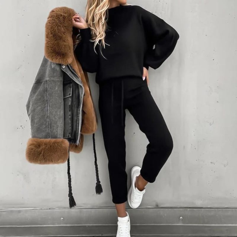 Loungewear Set - Soft Blend Fabric And Elastic Waist