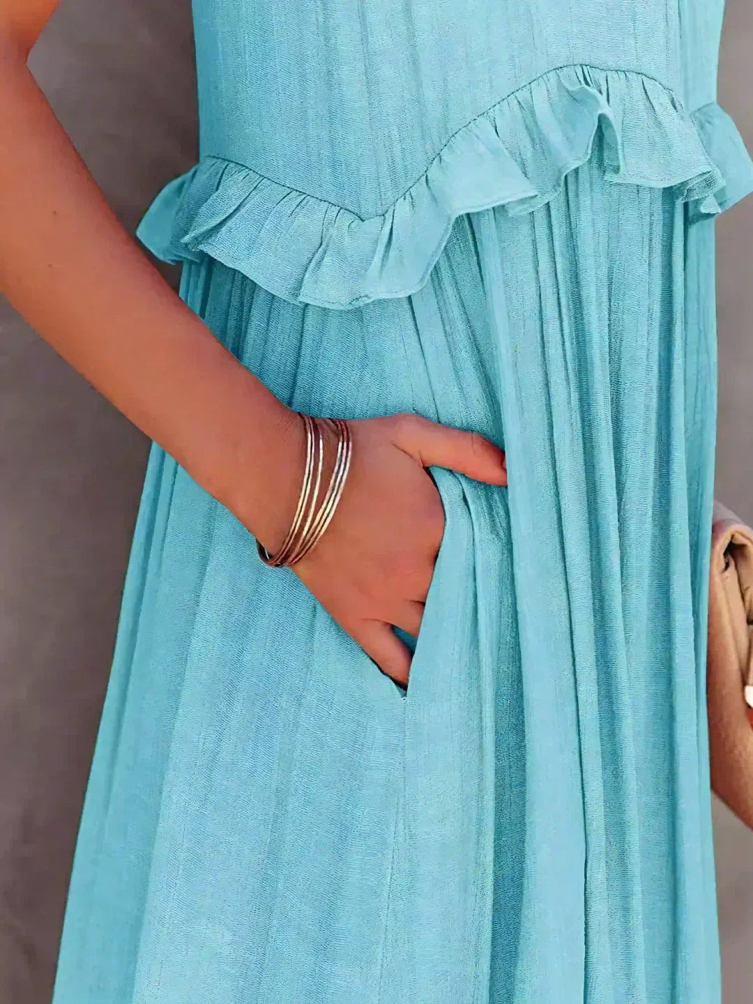 Maxi Dress - Flowy Ruffle Shape & Breathable Light Feel
