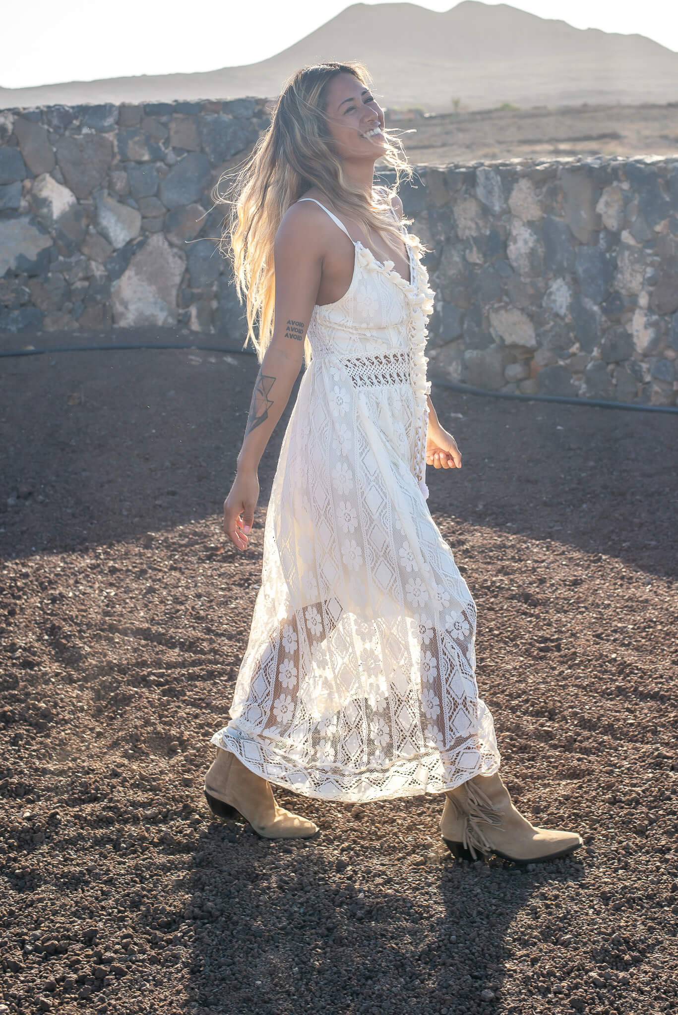 Maxi Dress - Lace Overlay & Soft Blend Flowing Movement