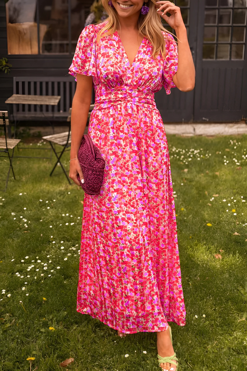 Maxi Dress - Lightweight Blend & Floral Print Comfort